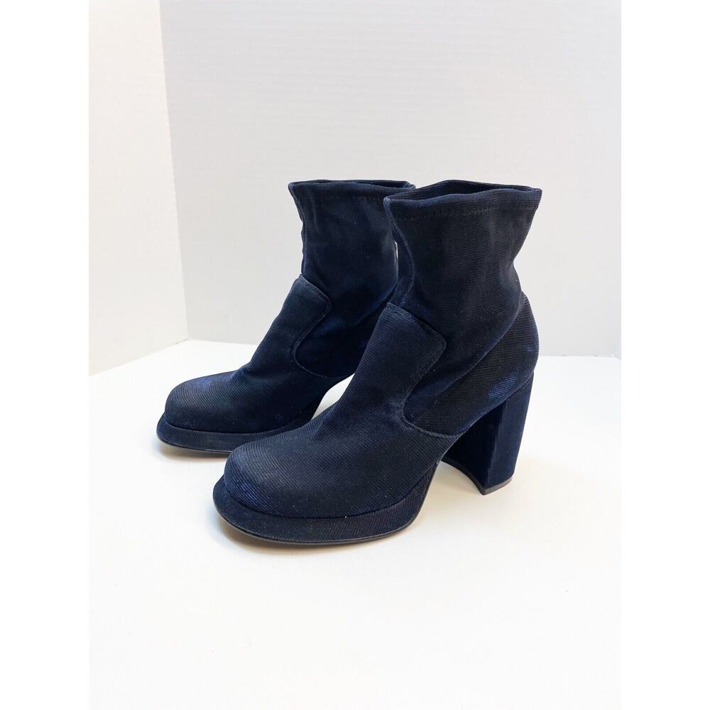 9&co Platform Sock Boots Blue Black Metallic 90s Y2K Vintage Size 9.5